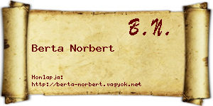 Berta Norbert névjegykártya